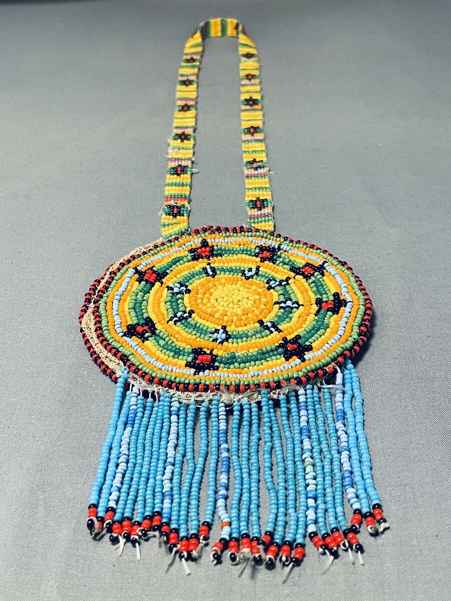 Early 1900's Double Sided Ceremonial Native American Beaded Necklace Early 1900's Double Sided Ceremonial Native American Beaded Necklace