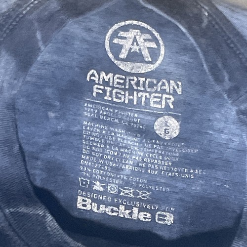 Camicia uomo American Fighter grande blu e bianca invecchiata - Foto 5 di 5