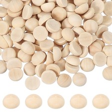 200Pcs Half Wooden Beads 0.5 Inch 12mm Unfinished Wood Balls Wood Color 