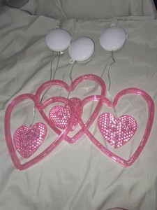 Valentine's Day Heart Light Sculpture Pink White Glossy Plastic Window Decor