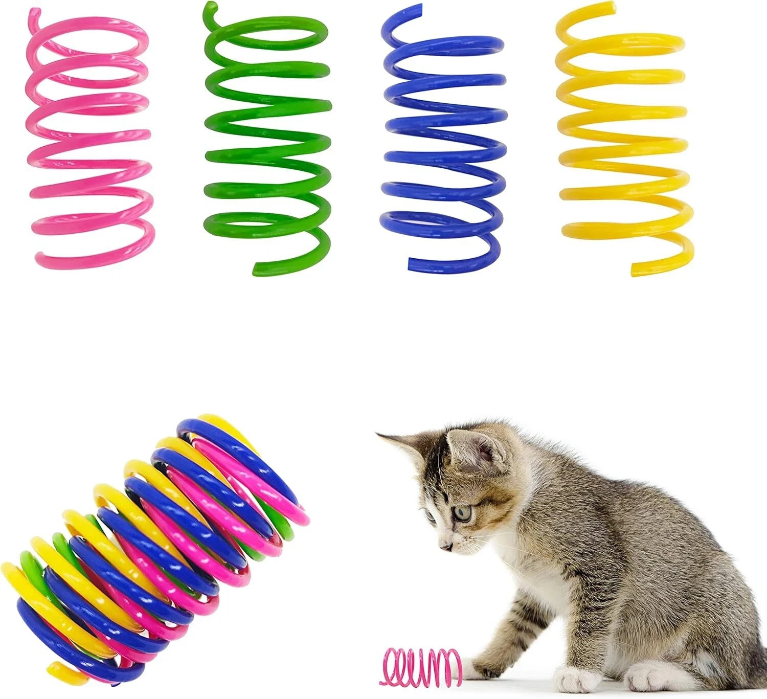 30 Packs, Plastic Colorful Springs 30 Green