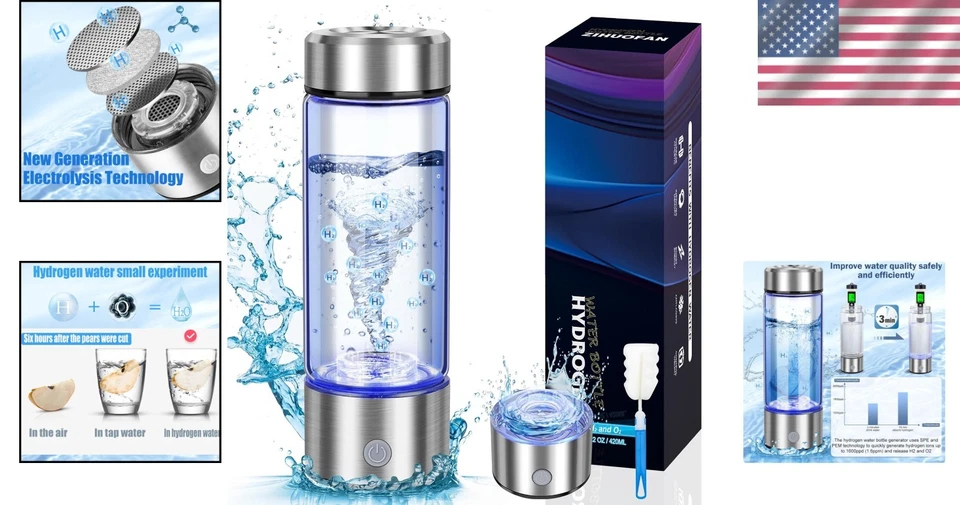 Borosilicate Glass Hydrogen Water Generator - 3-Minute Ionization Technology - Image 2 of 4