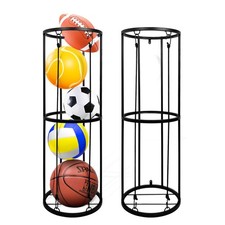 Garage Ball Storage Rack, Wall-Mounted Basketball Holder, Vertical Ball Rack ...