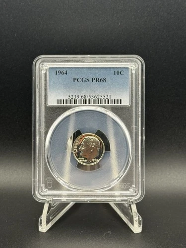 1964 Silver Roosevelt Dime Proof Graded by PCGS PR68 Proof Uncirculated 90% Coin