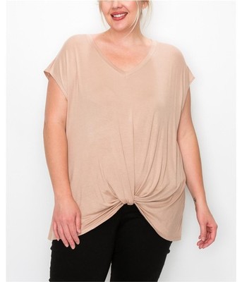 COIN 1804 Womens Twist Front Basic T-Shirt