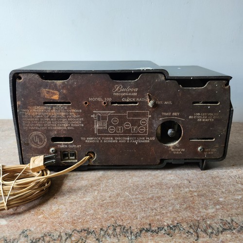 Antikes MCM 50er Jahre Bulova Uhr Röhrenradio Modell 100 schwarz & gold - Bild 10 von 15
