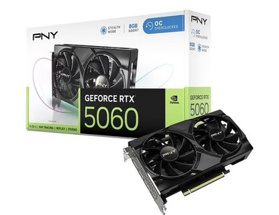 PNY NVIDIA GeForce RTX  5060 8GB OC Dual Fan Graphics Card