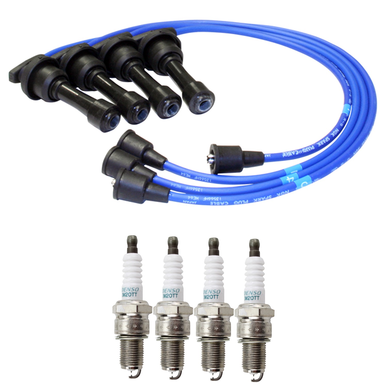 NGK Wire Set  Denso 4 Iridium TT Spark Plugs Kit for Mirage Elantra Sonata L4