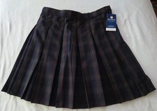 Dennis Uniform Girls L Plaid H12 Hipstitched Box Pleat Skirt NEW
