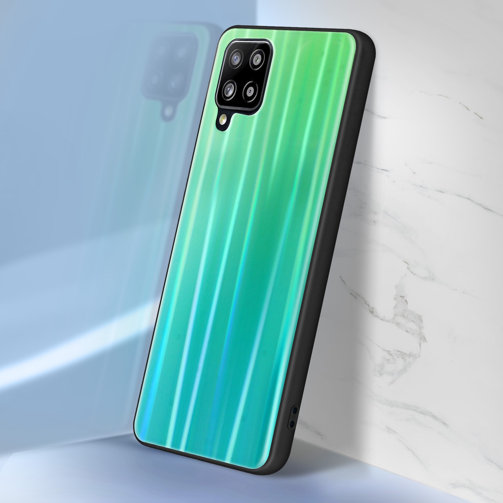 Coque Galaxy A42 verte hybride et holographique protectrice - 4