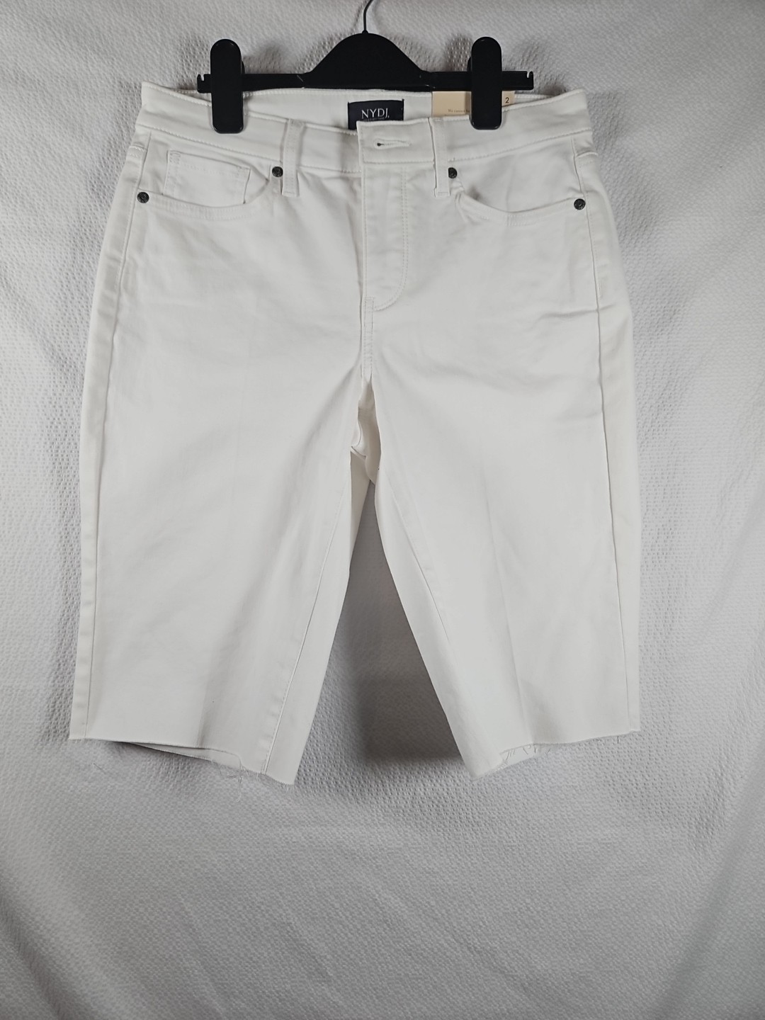 NYDJ Ella Denim Bermuda Shorts, White, Size 2