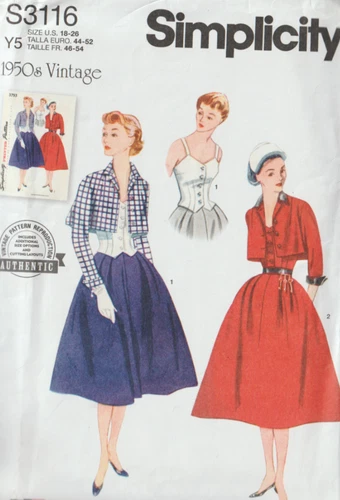 1950's BOLERO SUIT - SIMPLICITY VTG Reprint 1950's Archive Size 18 - 26 - #S3116
