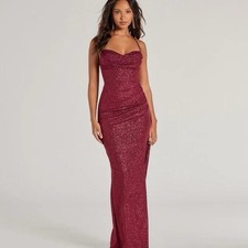 Burgundy Sleeveless Bridesmaid Dress Size M Regular