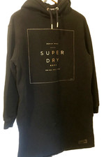 Superdry Women's Black / Gold Pullover Graphic Hoodie US 8 UK 12 EU 40 Super Dry