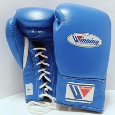 Gants de boxe gagnants MS-200 bleu 8 oz pro combat lacets ancien type modèle ...