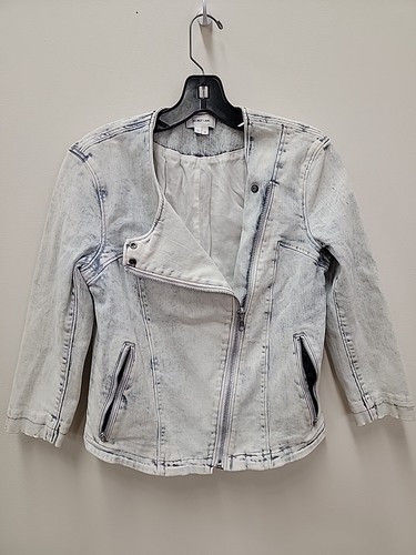Helmut Lang, Vintage Helmut Lang Womens Denim Jacket Front Asymmetrical Zip Medium