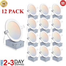 12 Pack 6 Inch 5CCT Ultra-Thin LED Recessed Ceiling Light with Junction Box