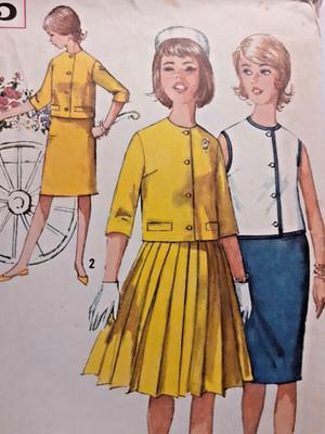 Simplicity 4825 Jacket Pleated Skirt Sewing Pattern Sub Teen Girls 12 VTG Flare
