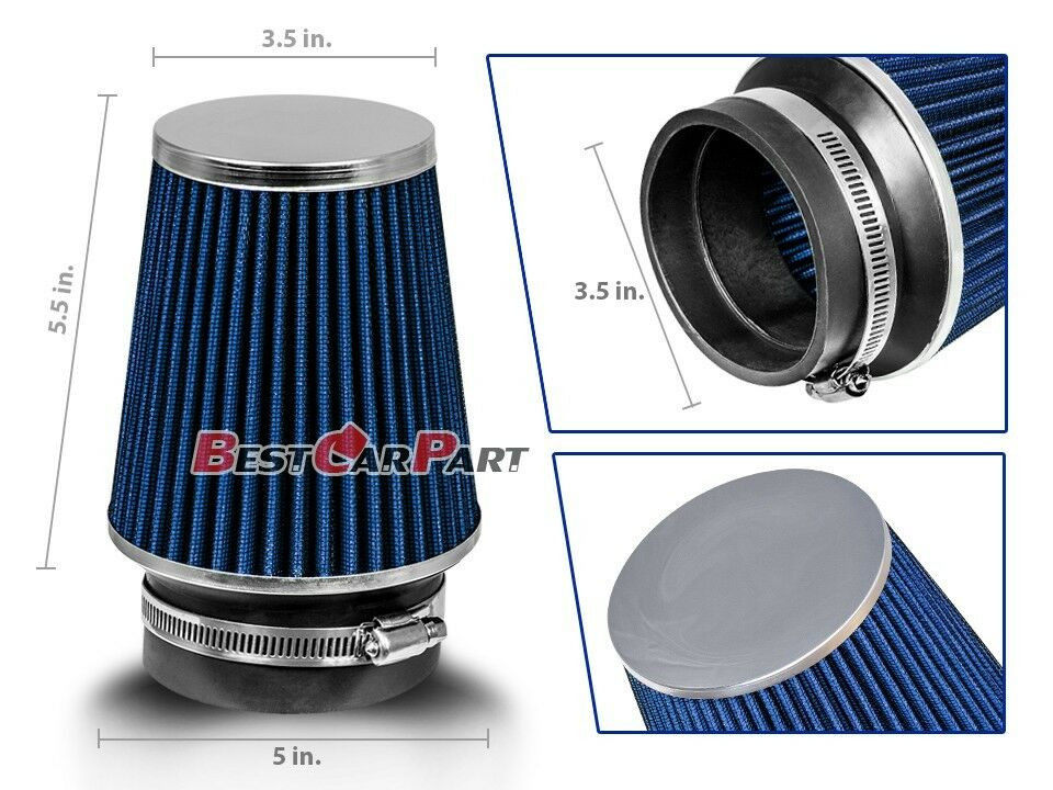 3.5 Inches 3.5" 89mm Cold Air Intake Narrow Cone Filter Quality BLUE For Hyundai