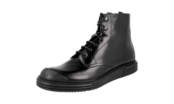 Prada Leder Combat Boots Stiefelette Schuhe - 2TE129 - Schwarz Neu - 11 45-image