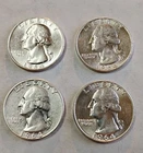1964-D Washington Quarters AU+ 🔥90% Silver Coins Lot of 4 🔥Denver Mint # W76