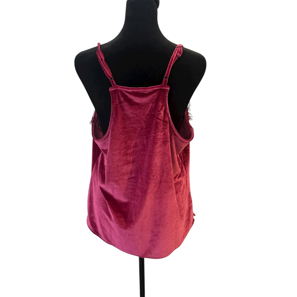 Camiseta sin mangas Nine West terciopelo floral encaje cami talla L rosa romántica y2k femenina Foto 3 de 4