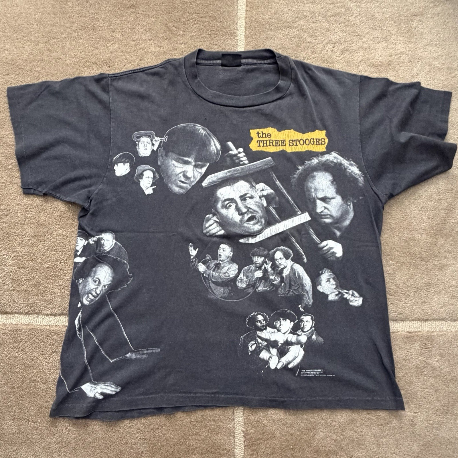 Three Stooges T Shirt Sz  XL Vintage 1991 Changes Tag Single Stitch Made USA AOP