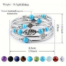 Multi circle layered natural stone bead bracelet Thanksgiving Ladies' ;