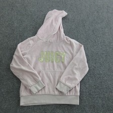 Juicy Couture Hoodie Girls 7 Pink Pullover Metallic JUICY Logo Kangaroo Pocket