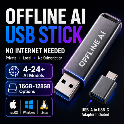 Offline AI USB Assistant Local Chat Tool Privacy Study Coding 16GB-128GB