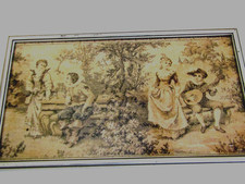 Antique Tapestry Two Couples In The Park Scen...