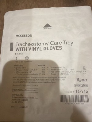 McKesson Tracheostomy Care Trays Sterile With Vinyl Gloves 16-715 Lot of 20