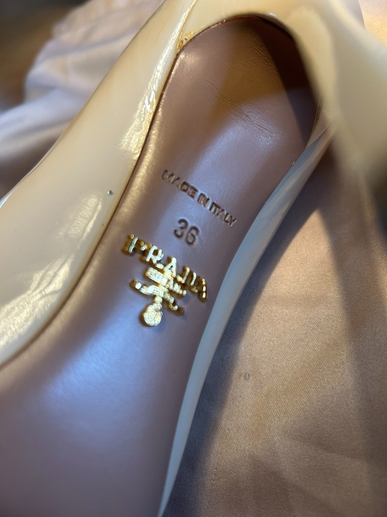 Prada Beige Patent Leather Nude Pointy Pumps Stiletto Sz US 6 EUR 36- 4 in heel thumbnail 8