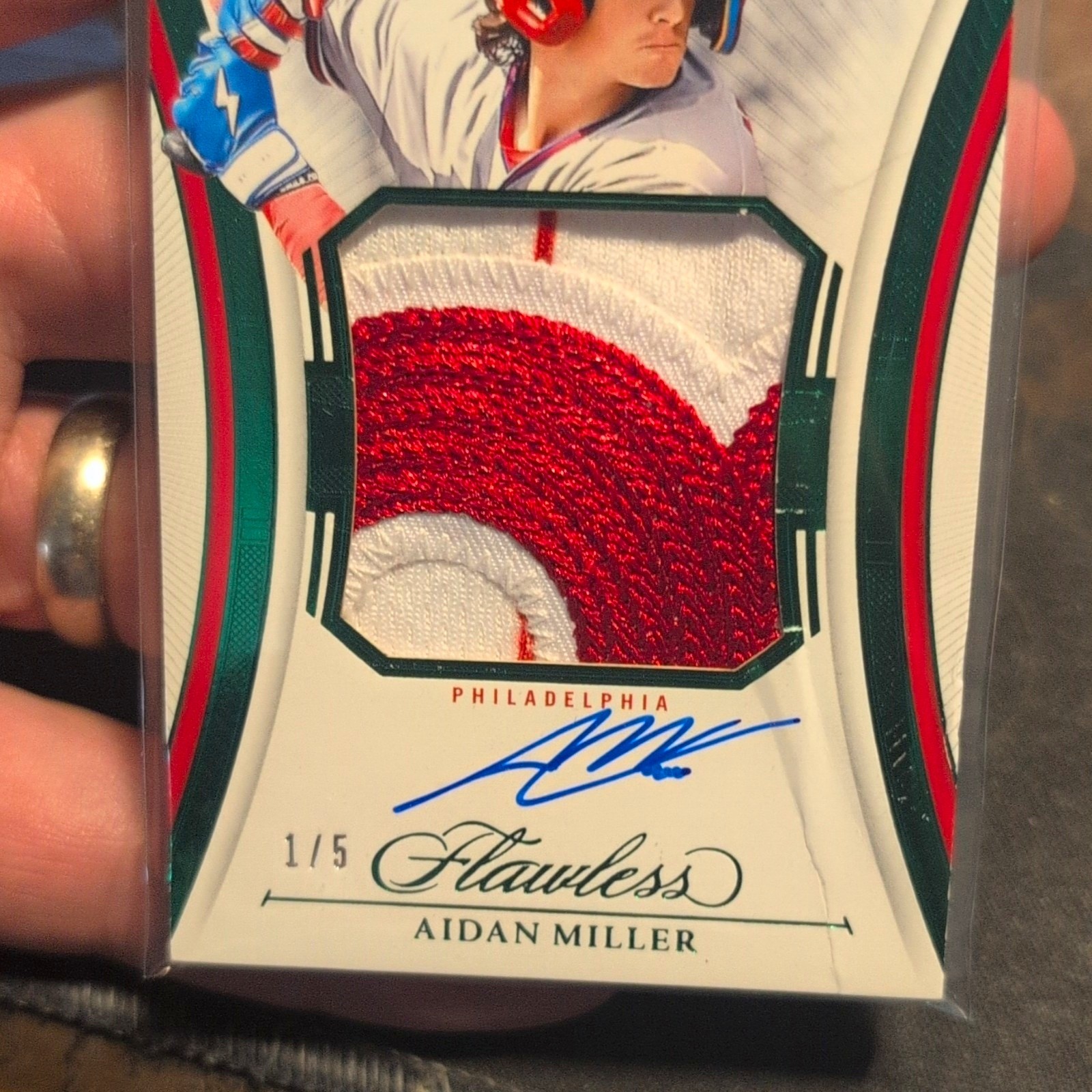 2025 Panini Flawless Baseball Aidan Miller Phillies Patch Auto 1/5 !!DAMAGED!!! view 1