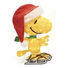 20" LED Lighted Skating Snoopy Woodstock Statue Outdoor Yard Christmas Decor