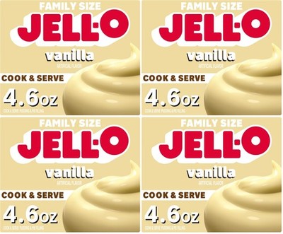 Jell-O Cook & Serve Vanilla Pudding & Pie Filling Mix, 4.6 OZ (Pack of 4)
