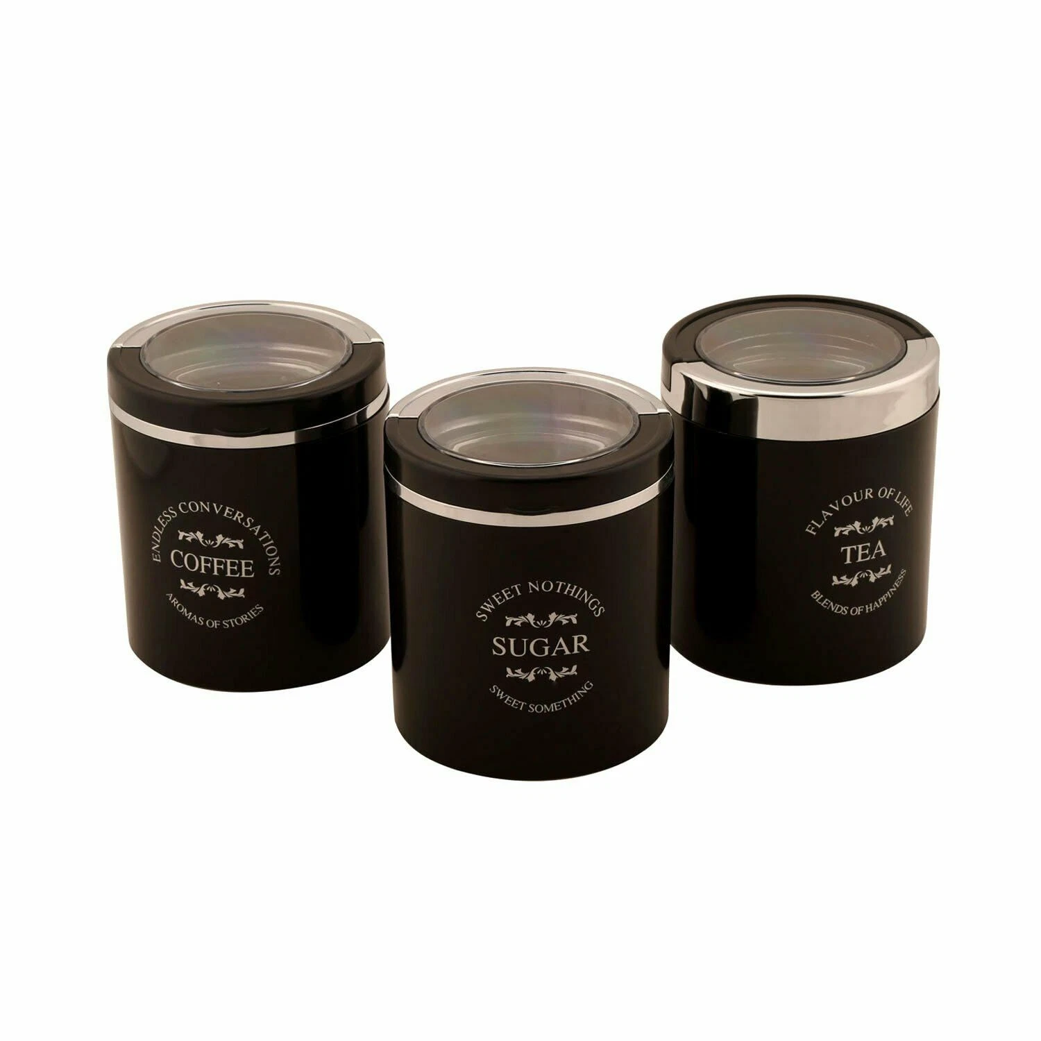 Airtight container-Classique Set of 3 Tea, Sugar & Coffee Container(Black)