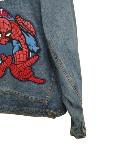 Y2K Spiderman Denim Jacket Vintage 2002 Size XL Marvel Comics image 12