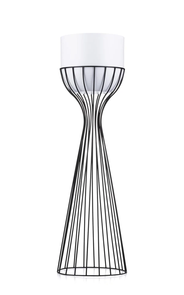 HowHomely Blumenständer Metall Übertopf schwarz weiß rund Draht Blumensäule 68cm - Bild 2 von 4