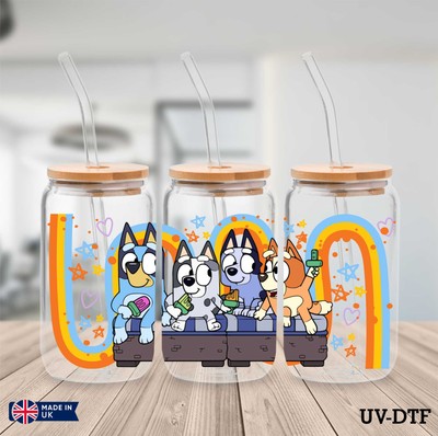 Bluey UV DTF Aufkleber - 16oz Libbey Dose Glasfolie yd191