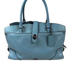 COACH Mercer 30 Satchel Blue Pebbled Leather [Missing Strap]