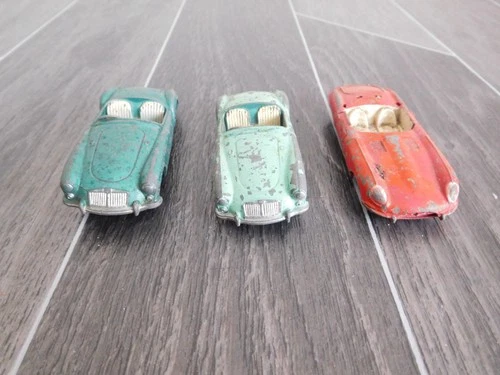 2 Vintage Corgi  No.302 MGA & 1 Dinky  No.120 Jaguar E Type