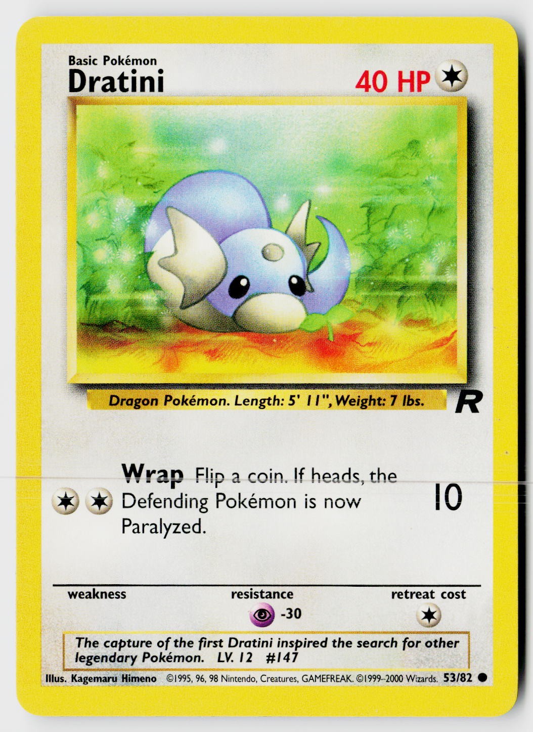 Dratini 53/82 Common Team Rocket Pokemon Unlimited Heavily Played
