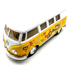 5" Kinsmart 1962 Volkswagen Classical Bus w/Decal 1:32 Diecast Love Peace Yellow