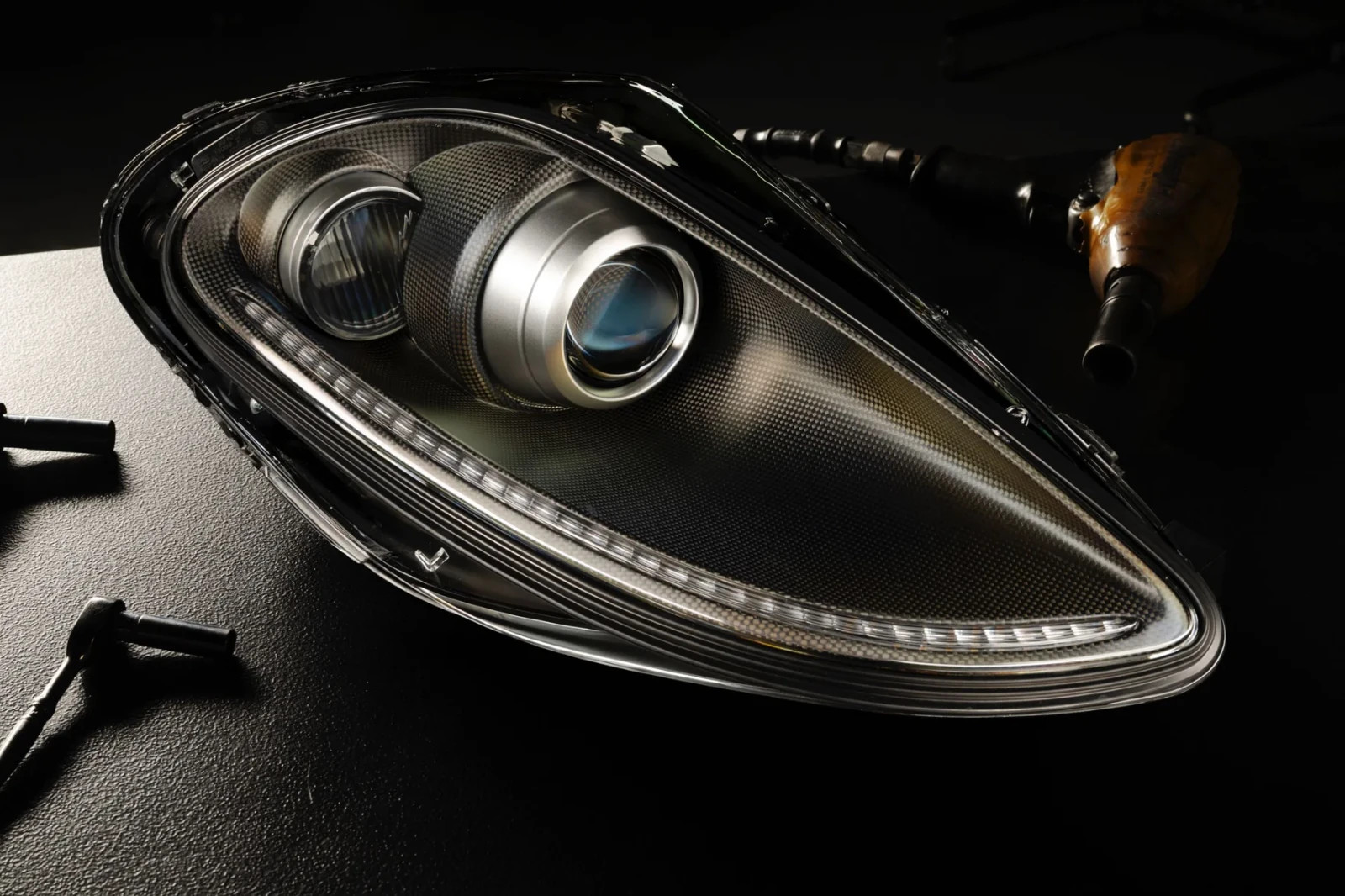 Founders Carbon Fiber HID Headlights For 2005-2010 Ferrari F430 RHD Smoked Lens