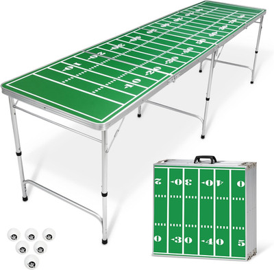 8 Foot Portable Beer Pong/Tailgate Tables (Black, Football, American Flag, or Cu