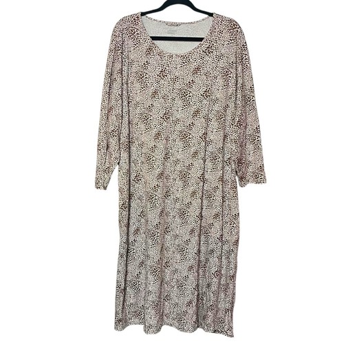 EUC LANDS END GIRAFFE PRINT SOFT KNIT DRESS LONG SLEEVE CASUAL VACATION SIZE 3X