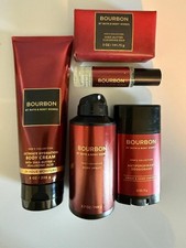 5 Men's Bourbon Bath Body Works Lot Soap Lotion Body Spray Cologne Deoderant