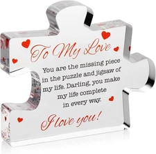 I Love You Gifts for Her, Him - to My Love Acrylic Block Puzzle Paperweights