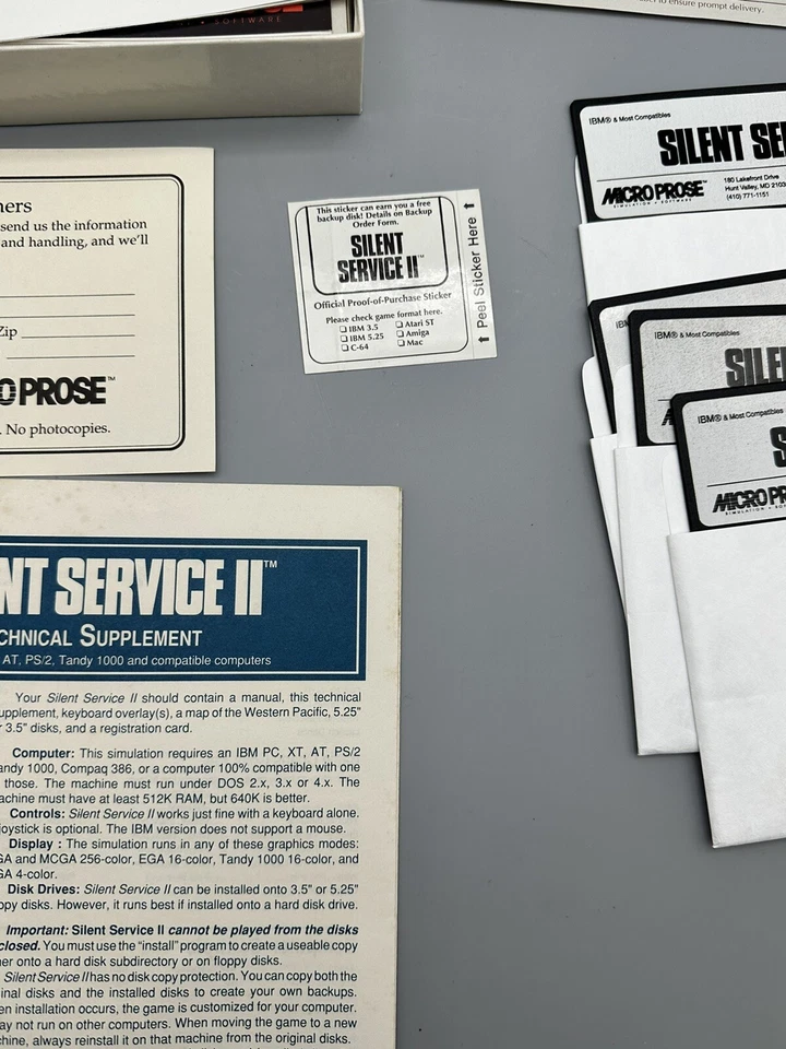 Silent Service II Big Box PC Game 5.25" Disks Manuals, IBM Complete  - Image 4 of 4